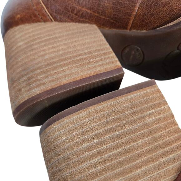 Kork Ease Modeste Penny Loafer Heels Brown Leather Pump Chunky Block Slip On 8.5 - Picture 16 of 16